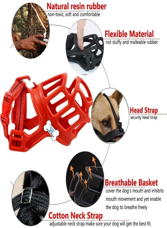 The DDS Store® Adjustable Anti-Biting Dog Soft Silica Gel Muzzle, Breathable Safety Pet Puppy Muzzles Mask for Biting,Barking,Chewing-Large, Red - Image 3